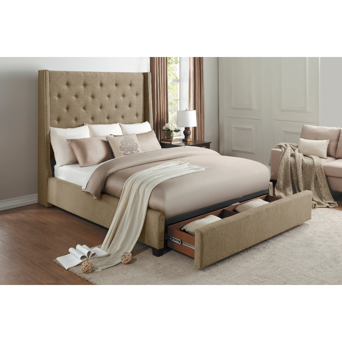 Elena Bed W/ Drawer Brown
